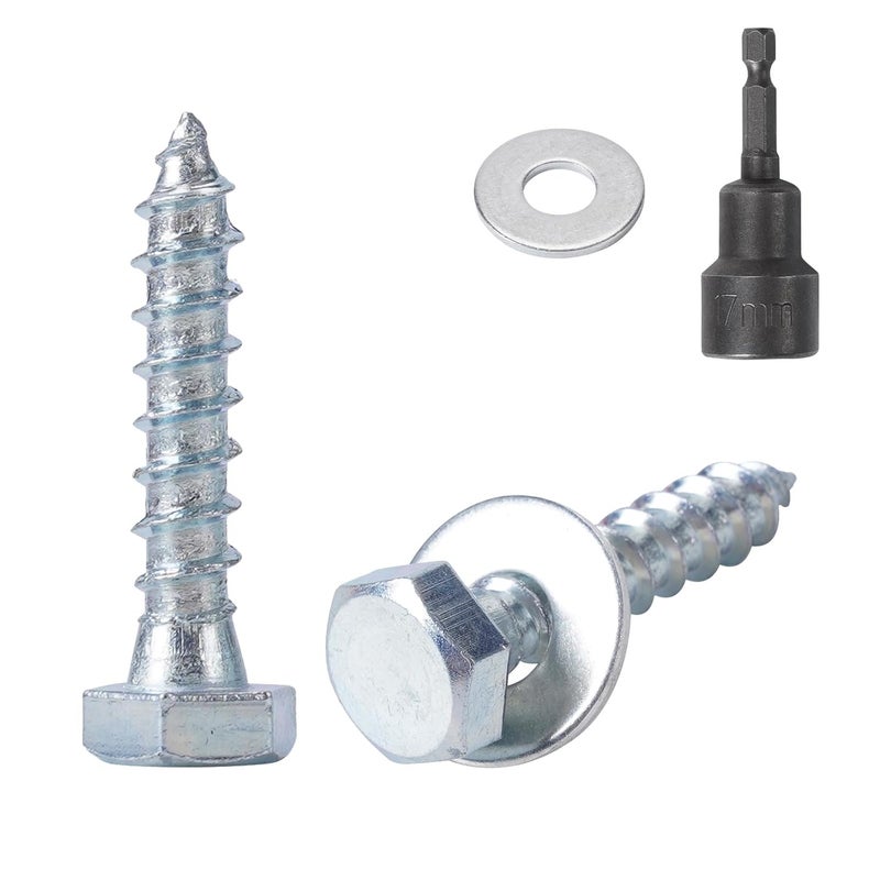 AiVeUao 100 Pack Wood Lag Screws, 3/8" x 2" Hex Head Lag Bolts, Heavy Duty Hex Head Lag Screws, Wood Screw with Washers - Image 1